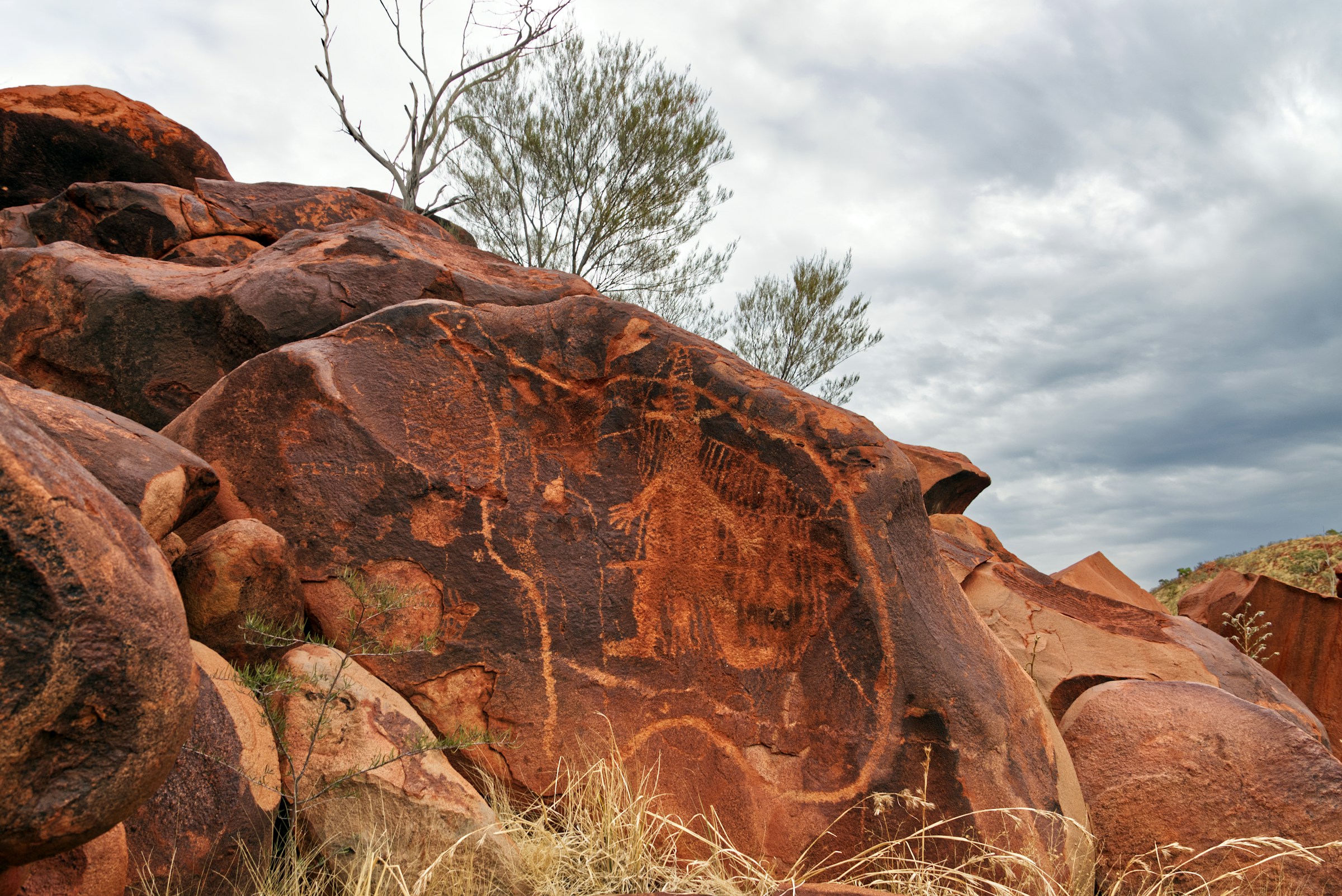 Punda rock art at Coondiner River, Newman, Western Australia.